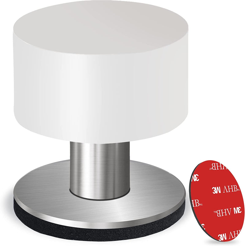 [Australia - AusPower] - Door Stoppers with Extra Stickers, Self-Adhesive Door Stop with White Rubber & Stainless Steel Body - Heavy Duty Sound Dampening Door Bumpers for Home & Office, door stoppers for bottom of door 4cm / 1.65inch 