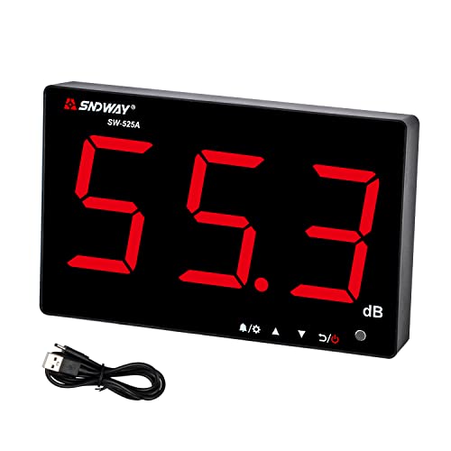 Dezibel Meter 30 dB - 130 dB Sound Level Meter for Wall Hanging with Backlight, dB Meter with Large Screen Alarm for Public Areas / Restaurants / Classrooms