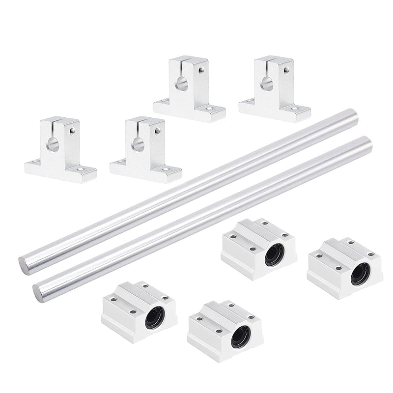 [Australia - AusPower] - 2PCS 8mm X 400mm Linear Motion Rod Shaft Guide with 4 PCS SCS8UU Ball Bearings & 4 PCS SK8 Aluminum Rail Support, Linear Motion Rod Guide Set for CNC and DIY Craft Tool (Diameter 8mm, 400mm) Diameter 8mm 