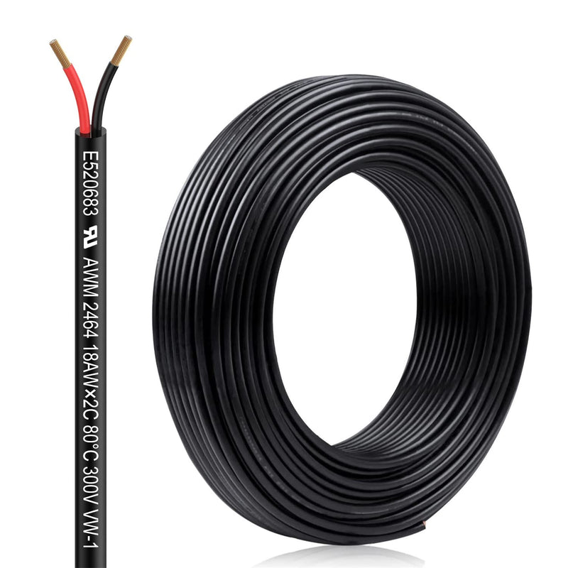 [Australia - AusPower] - 18 Gauge 2 Conductor Electrical Wire 32.8FT, 18 AWG Electrical Wire, Stranded PVC Cord Oxygen Free Copper Wires, Automotive Wire Led Wire for Strips Lamps Lighting 18AWG-2C 