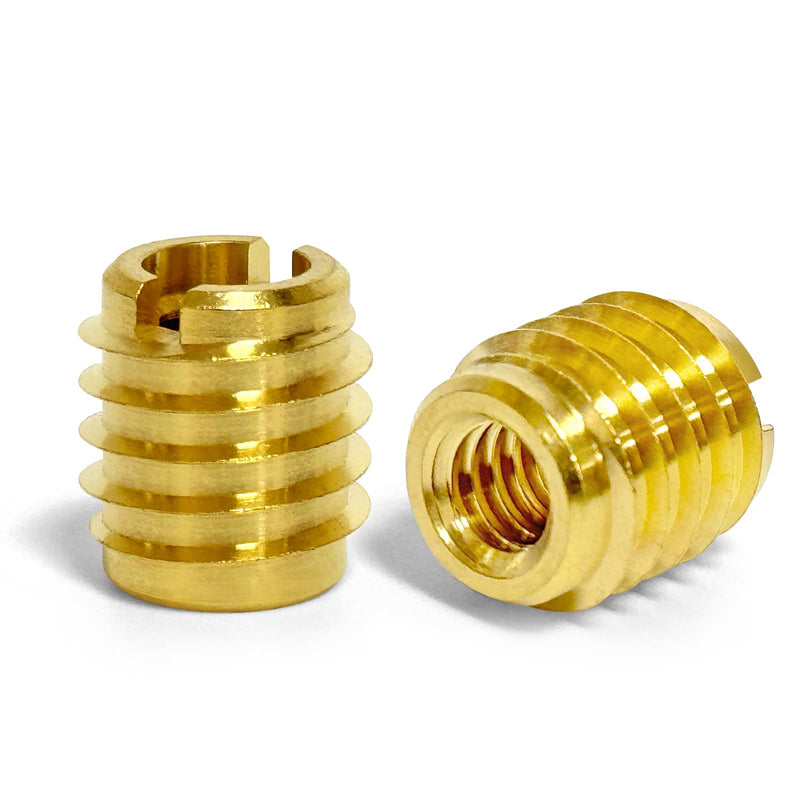 [Australia - AusPower] - 1/4"-20 Threaded Insert for Hard-Wood, Brass Knife Thread Inserts, 1/4"-20 Internal Threads, 0.5" Length, Pack of 25 
