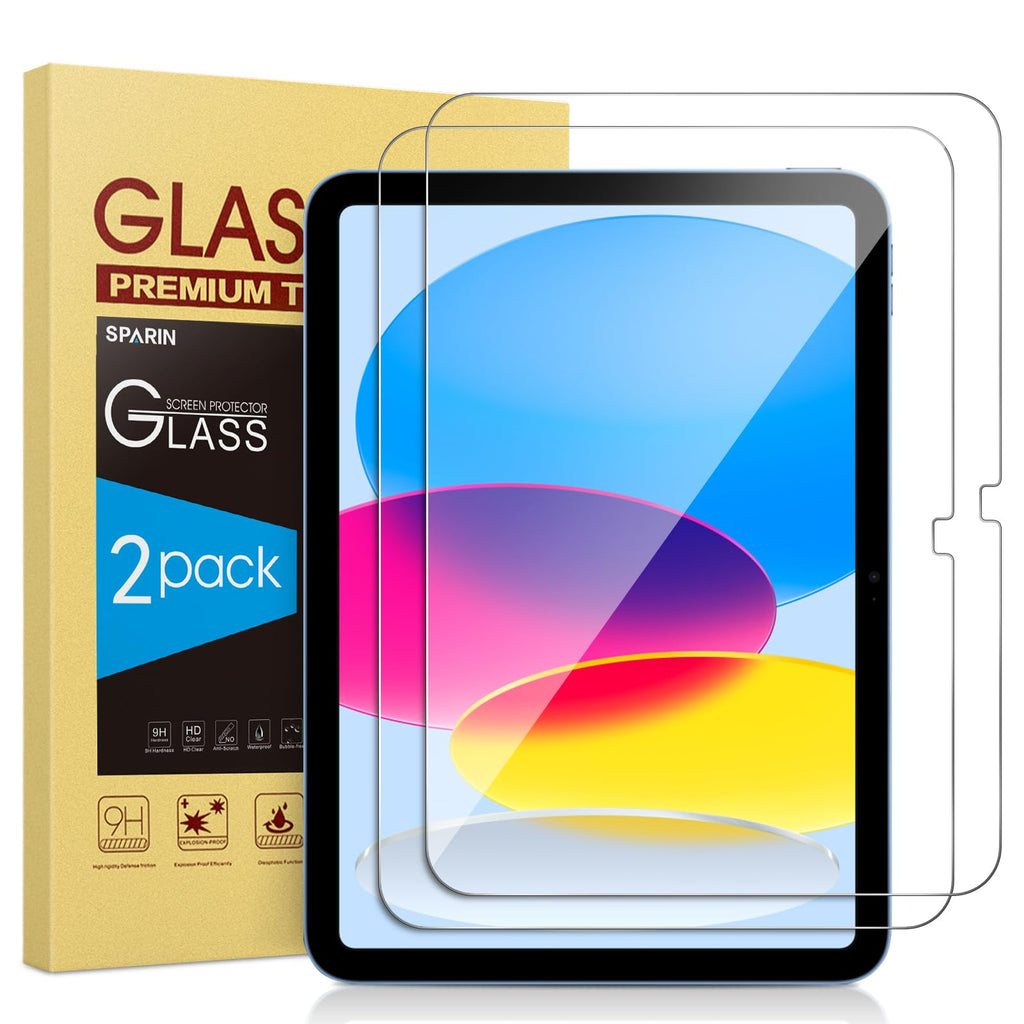 [Australia - AusPower] - SPARIN Screen Protector Compatible with iPad 10th Generation 10.9 inch (2022 Models), 2 Pack 9H Hardness Tempered Glass for iPad 10 with Case Friendly, Anti-Scratch, Touch Sensitive 