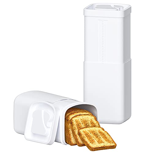 Set of 2 Bread Boxes for Kitchen Countertop, Plastic Shrinkable Bread Loaf Container Storage for Homemade Bread, Bread Bin & Breadbox, Retractable Design Keeper Box for Bread Loaf