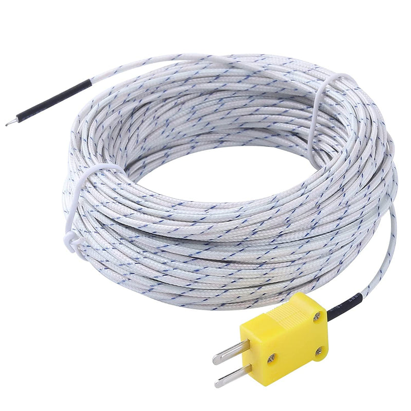 [Australia - AusPower] - 20 Meters 66 ft K Type Mini-Connector Thermocouple Temperature Probe Sensor Temperature Sensing Line K Type Thermocouple Wire Measure Range -50C to +180C Celsius 