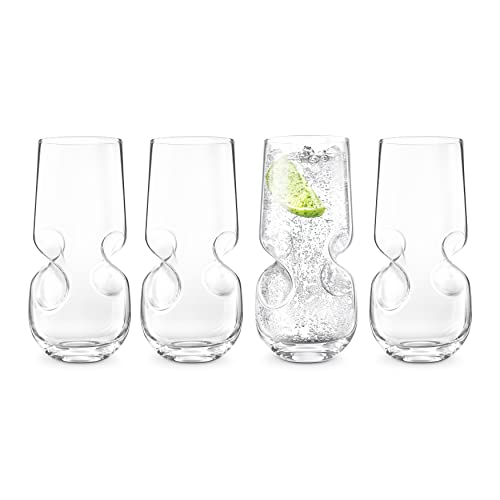 Final Touch Bubbles Sparkling Beverage Highball Glasses, Set of 4, 17 oz Seltzer Set of 4