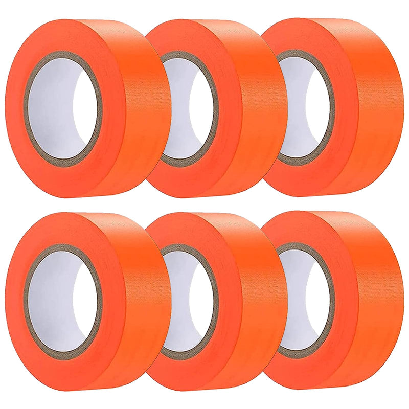 [Australia - AusPower] - 6 Pack Flourescent Orange Flagging Tape, Non-Adhesive Plastic Ribbon Neon Marking Roll,1inch*600ft, Marking Tape for Tree Marking, Hunting, Boundaries Hazardous Areas,Trail Marking, Workplace Use 