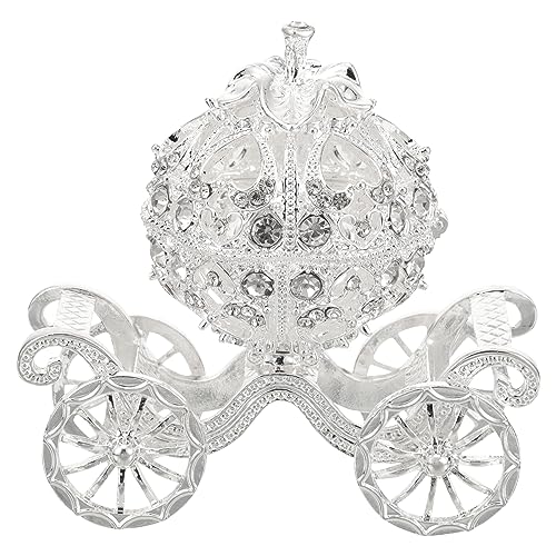 Kisangel Decorative Box Princess Pumpkin Carriage 1pc Carriage Jewelry Box Rhinestone Jewelry Organizer Crystal Jewelry Holder Pumpkin Carriage Decor for Grils Women Trinket Ring Holder Glass Pumpkin