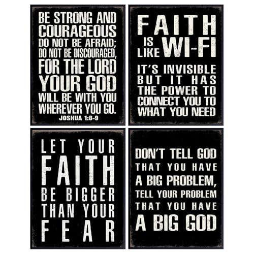 spiritual Religious Scripture Wall Art - masculine Christianity - Christian Gifts for Men, Man cave Home Decor - Catholic Gift - Inspirational Motivational poster - God Wall Decor - Faith Decoration