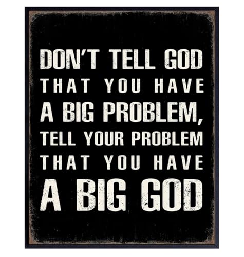Religious Saying Wall Art - masculine Christianity - Christian Gifts for Men - Faith Wall Decor - Jesus God Motivational poster - Living room Home Office Man cave - spiritual Inspirational Home Decor