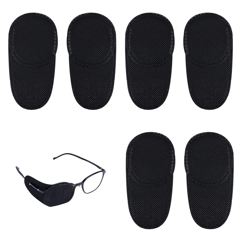 [Australia - AusPower] - 6pcs Eye Patches for Glasses, Reusable Non-Woven Fabric Black Eye Patches to Cover Left Right Eye Improve Vision for Kids' & Adults' Lazy Eye Amblyopia Strabismus (Medium) 
