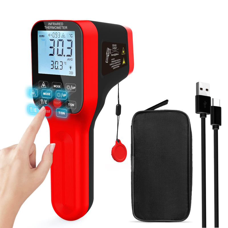[Australia - AusPower] - AP-1600 Pyrometer Waterproof, Rechargeable Pyrometer-58℉~2912℉ High Temp Thermometer Gun with DS=30:1, IR Thermometer with Adjustable Emissivity, Backlight for HVAC Forge AP-1600(Touchscreen IR Thermometer) 