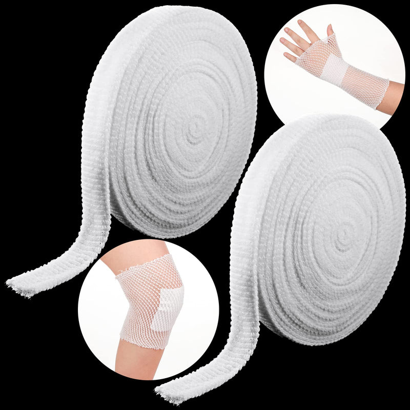 [Australia - AusPower] - 2 Rolls Tubular Bandage Elastic Net Wound Dressing Stretch Dressing Retainer Tubular Elastic Gauze Bandage for Wound Arm, without The Use of Adhesive Tape (Size 4/1.57 Inch x 16.4 Yard Stretched) Size 4 for Arm, Leg or Foot 
