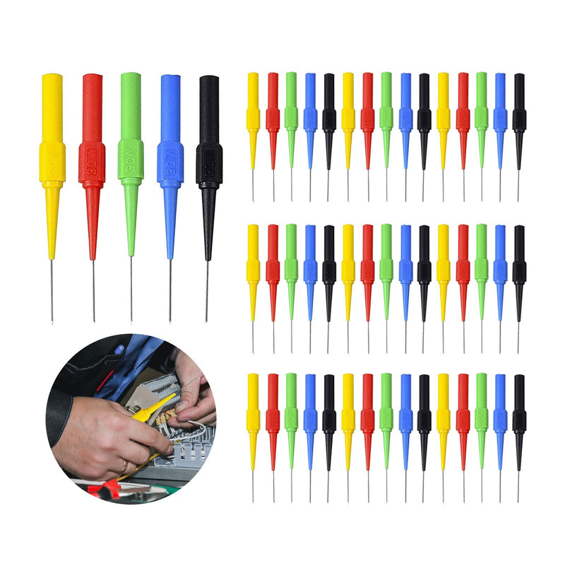 [Australia - AusPower] - 50 Pcs Test Back Probe Pin, 0.7mm Non-Destructive Insulation Wire Piercing Needle, Test Probe Pins, Wire Piercing Probe Insulation Back Probes for 4mm Banana Socket Plug, Car Tester 