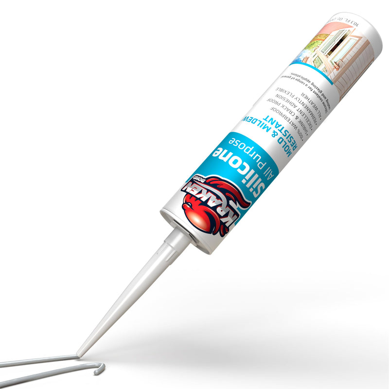 [Australia - AusPower] - Kraken Bond RTV Gray Silicone Caulk - (1x10.1 fl.oz.) 100% Grey Caulking Kitchen and Bath, Waterproof Bathtub Caulk, Crack-Resistant Shower Caulk, 1 Pack 