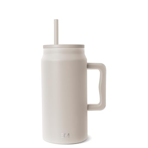 Simple Modern 50 oz Mug Tumbler with Handle and Straw Lid | Reusable Insulated Stainless Steel Large Travel Jug Water Bottle | Gifts for Women Men Him Her | Trek Collection | Almond Birch -Almond Birch 50 Ounces