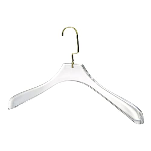 YBM Home Quality Acrylic Clear Coat Hangers Made of Clear Acrylic for a Luxurious Look and Feel for Wardrobe Closet, Clothes Hangers Organizes Closet, Without Bar, Silver w/Flat Hook, 4118-1 1 Gold W/ Flat Hook