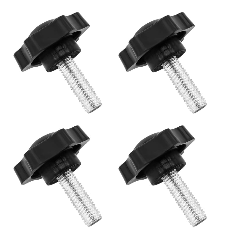 [Australia - AusPower] - 4 Pack M8 x 30mm Thread Replacement Star Hand Knob Tightening Screw, Black Hand Tightening Knob 