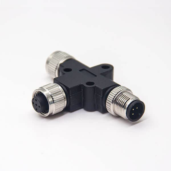 [Australia - AusPower] - M12 IP67 5 Pin Connector, M12 T Connector 5 Pin Male to Female A Code Unshiled Adapter Waterproof Field Assembly Wireable Connector Industrial Sensor Plug Adapter 