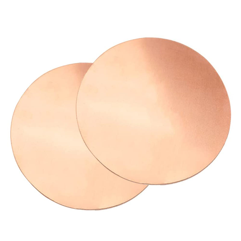 2 Pcs Pure Copper Round Plate, 24 Gauge 0.02" Thickness x 8" Diameter, Copper Metal Sheet for Crafts Dia: 8" Thickness:24Ga/0.5mm