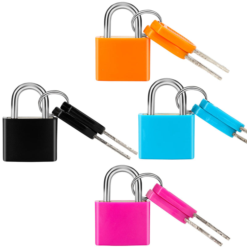 [Australia - AusPower] - 4 Pcs Suitcase Locks with Keys Multicolor Mini Keyed Padlock Febwind Metal Padlock Luggage Padlocks Plastic-Covered Copper Keyed Padlock for Suitcase, Backpack, Boxes, Laptop Bag 4 Colors A 