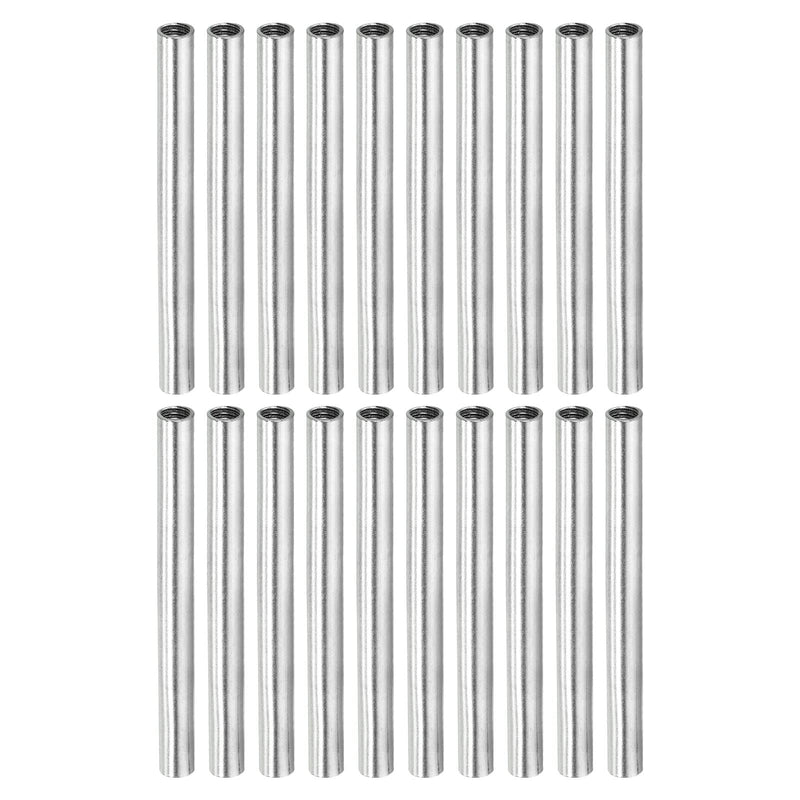 [Australia - AusPower] - MECCANIXITY Round Coupling Nut, M4x0.7mm Female Thread 50mm Threaded Round Sleeve Connector Rod Bar Stud Tube Nut Hardware Fastener, Silver Pack of 20 