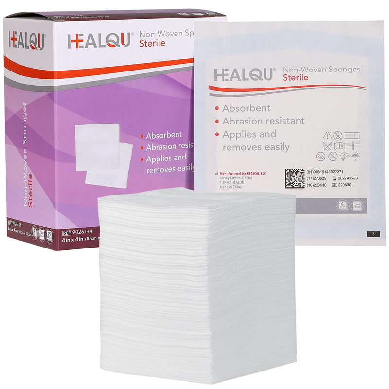 [Australia - AusPower] - HEALQU Gauze Pads Non-Woven - 4x4 - Box of 100 Sterile Individually Packed Gauze Sponges - Super Absorbent Surgical Sponges Used Medical, Wound Dressing, Debridement, Cleaning, Prepping 4x4" Box of 100 