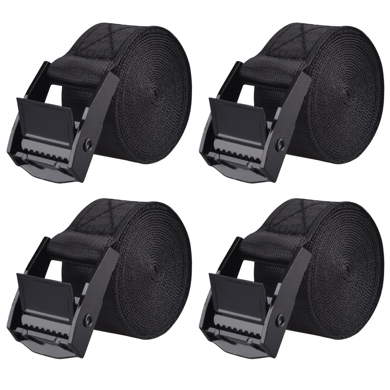 [Australia - AusPower] - TRIWONDER Cinch Tie Down Strap Lashing Straps Heavy Duty Nylon Straps with Cam Buckles for Cargo, Trucks, Boat, Motorcycle,SUP, Kayak, Canoe, Trailer (1m, Black - 4 Pack) 01# Black - 4 Packs 3.3 FT 