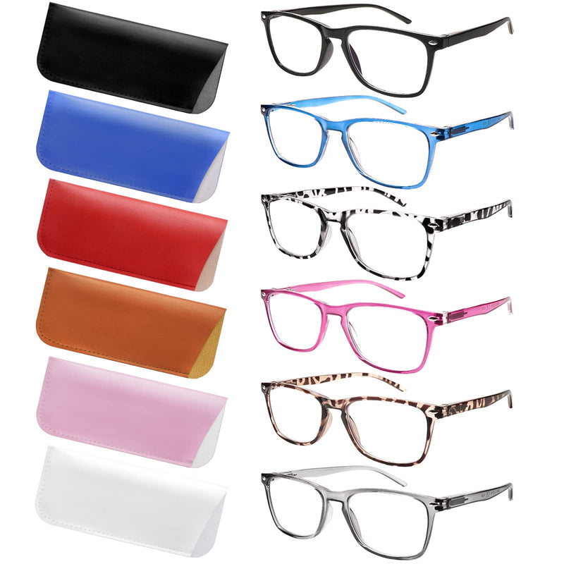 [Australia - AusPower] - 6 Pack Reading Glasses for Women Men, Spring Hinge Eyeglasses Blue Light Blocking Anti Eyestrain Computer Readers 6 Mix C1 1.5 x 