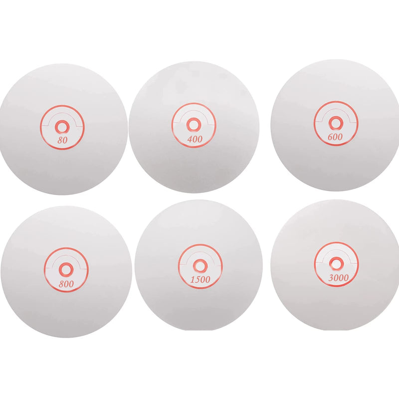 Diamond Polishing Disc Set 6 PCS, ENLAYER 6Inch Diamond Flat Lap 80/400/600/800/1500/3000 Grit Wheel Lapping Grinding Disc Tool for Cutting or Sanding Stone and Glass (6)