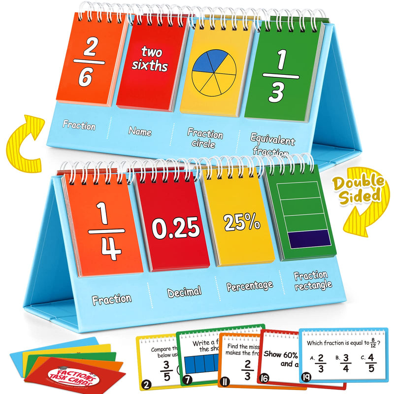 [Australia - AusPower] - Fraction Manipulatives for Elementary School, Fraction Circles & Percentage & Decimal Flip Chart, Kids Math Games Math Manipulatives for 1st, 2nd, 3rd, 4th, 5th, 6th Grade Homeschool Supplies 