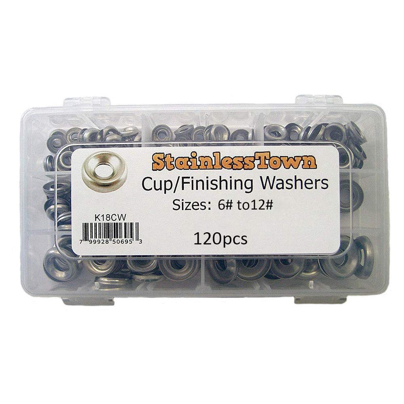 [Australia - AusPower] - 120PCS Screw Cup Washers #6#8#10#12 Countersunk Screws Finishing Stainless Steel Cup Countersunk Finish Washer Assortment Set 