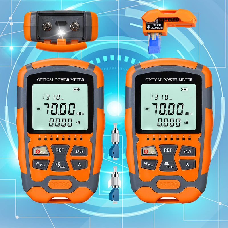 [Australia - AusPower] - 2pcs 4 in 1 Function Visual Fault Locator & OPM Portable Optical Power Meter (FC/SC/ST) & RJ45 Network Test & LED Lighting, Portable Fiber Optic Tester, Range: (-70) dBm ~ (+10) dBm OPM & VFL-10 2 