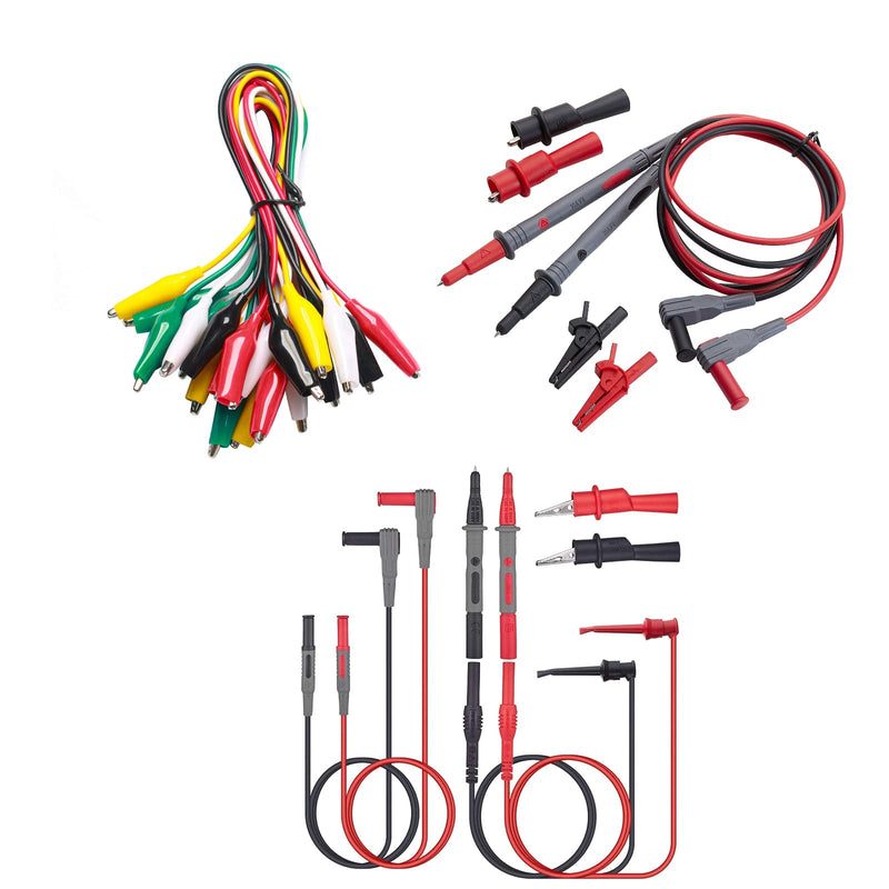 [Australia - AusPower] - WGGE WG-026 10 Pieces and 5 Colors Test Lead Set & WG-011 Test Lead and Safety Alligator Clips & WGGE ElectricianTest Lead Kit CAT III 1000V & CAT IV 600V with Insulation Alligator Clips 