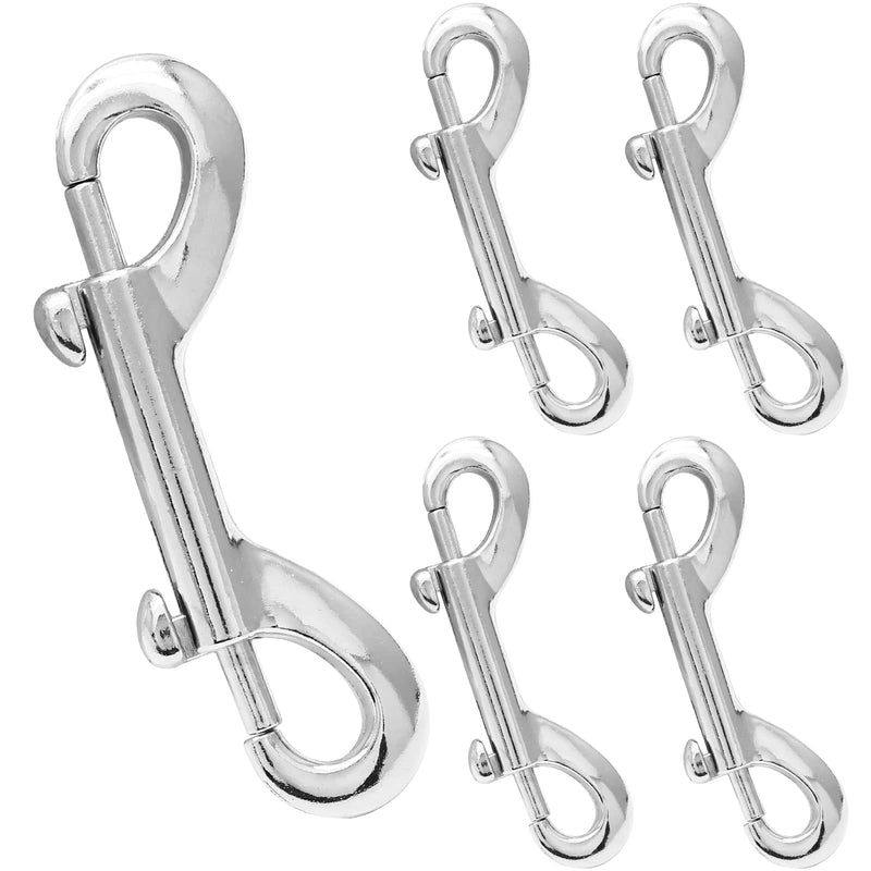 [Australia - AusPower] - 5 PCS Double Ended Bolt Snap Hook, 3.5inch Zinc Alloy Hook Metal Clips, Heavy Duty Trigger Chain Clips for Key Chain Dog Leash Horse Pet Sling Feed Buckets 5Pcs Large 