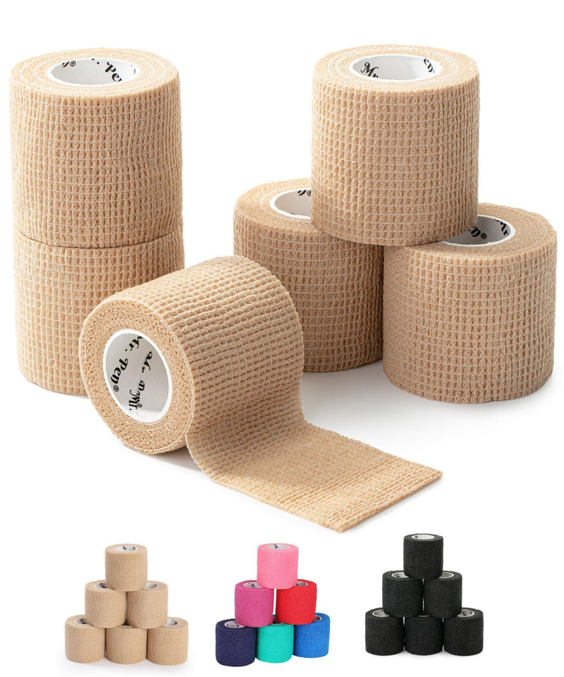 [Australia - AusPower] - Mr. Pen- Self Adhesive Bandage Wrap, 6 Pack, Skin Colored, 2 x 5 Yards, Cohesive Bandages, Medical Wrap, Elastic Bandage Wrap, Self Sticking Bandage Tape Skin Color 