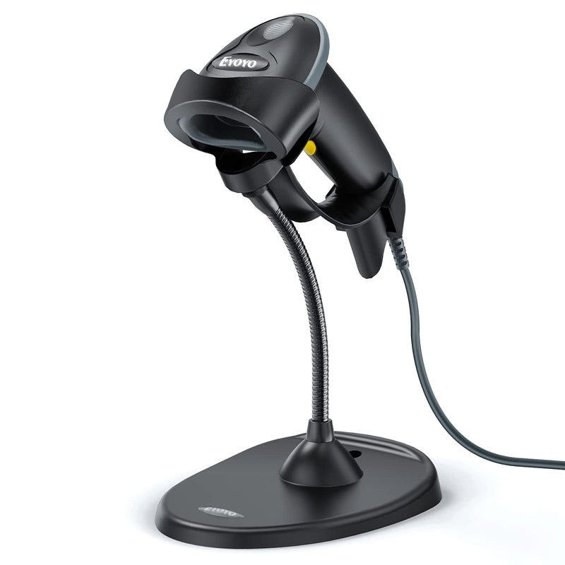 [Australia - AusPower] - Eyoyo Handheld 2D Barcode Scanner with Gooseneck Stand, Automatic USB Wired QR Code Scanner Bar Code Reader Support Screen Scanning for PC POS System Library Store Supermarket Check-Out, Inventory 