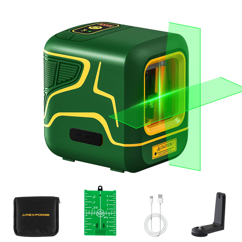 [Australia - AusPower] - APEXFORGE X1C Cross Line Laser Level, with Rechargeable Battery, 100ft Green Beam, Self-Leveling, Vertical and Horizontal Line, Pulse Mode, 360° Magnetic Pivoting Base 