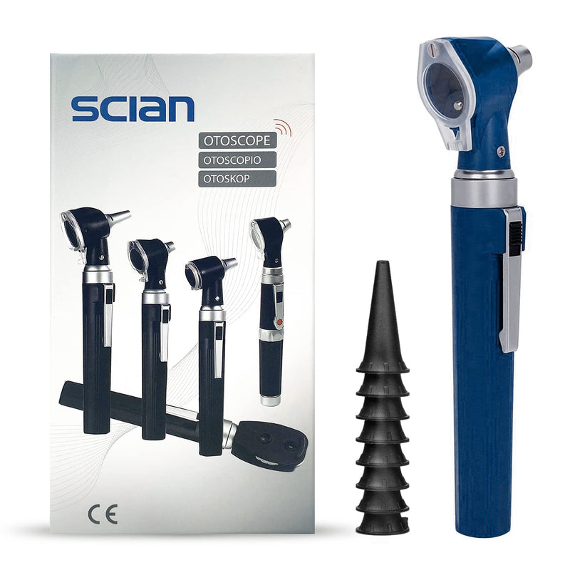 [Australia - AusPower] - Scian Otoscope - Ear Scope with Light for Examination at Home, Pocket Ear Checker Kit with Both Adult and Pediatric Reusable Specula Tips for Nurses, Doctors - Blue-Old 