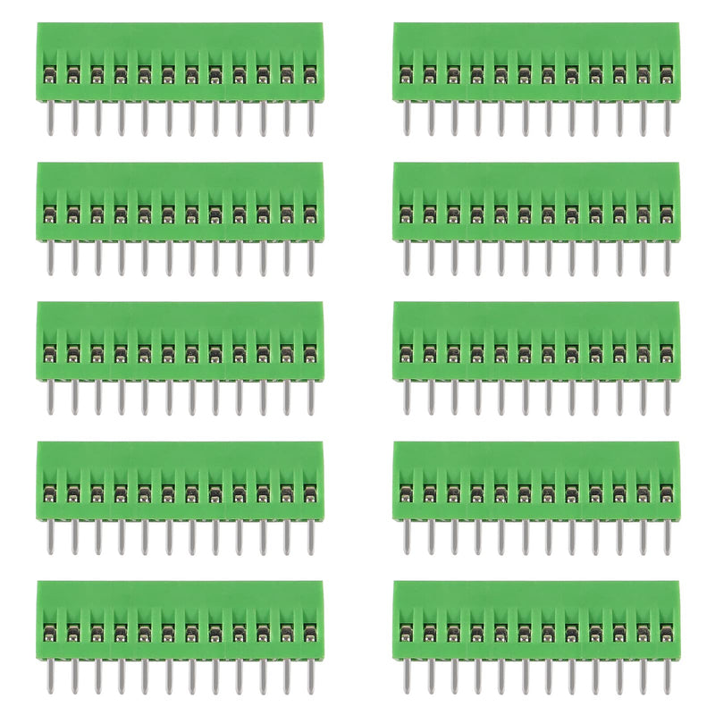 [Australia - AusPower] - DIANN 10pcs PCB Connectors 12 Pin 2.54mm 0.1" Pitch Screw Terminal Block Connector 150V 6A PCB Terminal Block Connector for 26-18AWG Cable 12Pin-10pcs 