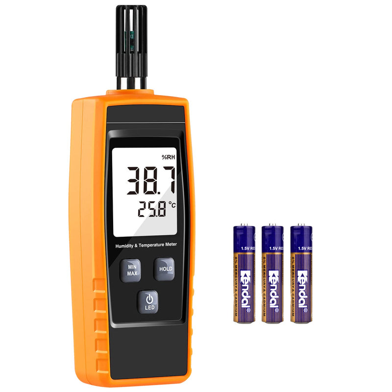 [Australia - AusPower] - Handheld Humidity Meter, Digital Hygrometer Thermometer 0~100% RH/ -30~60°C (-22~140°F) LCD Display Backlight Moisture Tester Gauge for Outdoor, Home, Industry, Agriculture HVAC - Battery Included 