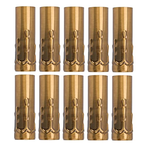 Pack of 10 Metal Candle Base Covers, E14 Candelabra Base Candle Lamp Holder, Metal Tube Chandelier Covers for Chandelier, Candle Lights, DIY Lighting (Gold Bronze)