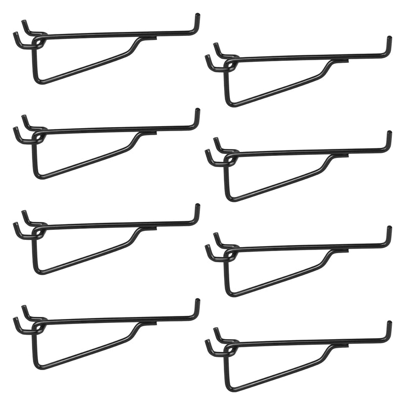 [Australia - AusPower] - Pegboard Shelf Hooks, 8PACK 6" Metal Utility Hook Set, 1/4 inch Peg Board Organizer Accessories, Shelves and Baskets Brackets, Display and Storage Rack for Garage Workbench Art Craft Room Office 6 Inch Black 