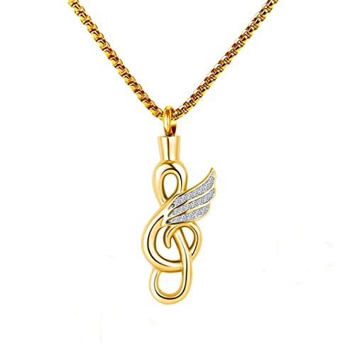 QeenseKc Butterfly MusicCremation Urn Necklace for Ashes Keepasake Memorial Urn Locket for Ashes Jewelry Gift Chain