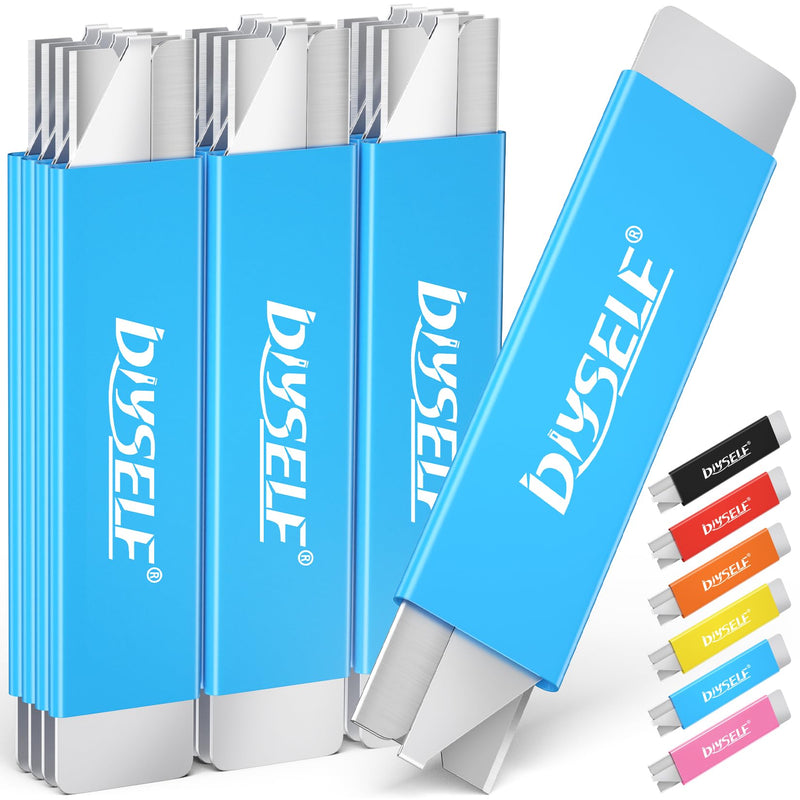 [Australia - AusPower] - DIYSELF Box Cutters, 12 Pack Box Cutter Retractable, Box Cutters Knife with Single Edge Razor Blade, Utility Knife All Metal Shell, Letter Opener for Packages, Boxes, and Paper 12-Pack Blue 