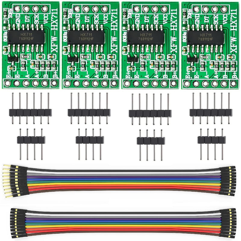 [Australia - AusPower] - 4Pcs HX711 Load Cell Amplifier 24-Bit ADC Weighing Sensor Module Used to Measure Force, Pressure, Displacement, Strain, Torque, Acceleration. 