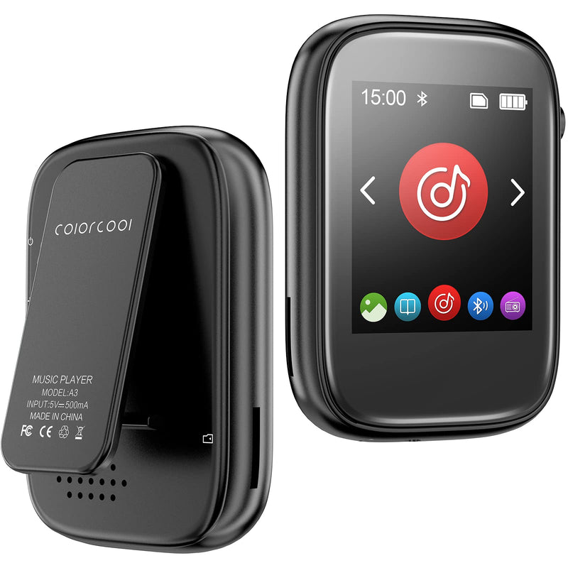 [Australia - AusPower] - 32GB Mp3 Player with Clip,Portable Mp3 Mp4 Music Player with Bluetooth 5.0 Good for Sports Support Pedometer FM Radio Voice Record Built-in Micro SD Card Slot and HD Speaker Earphone Included A3-Black 