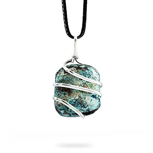 Ayana Crystals Chrysocolla Necklace for Women - Handmade Genuine Healing Crystal Pendant, Spiritual & Emotional Balance, Aligns Throat & Heart Chakras, Birthstone for September