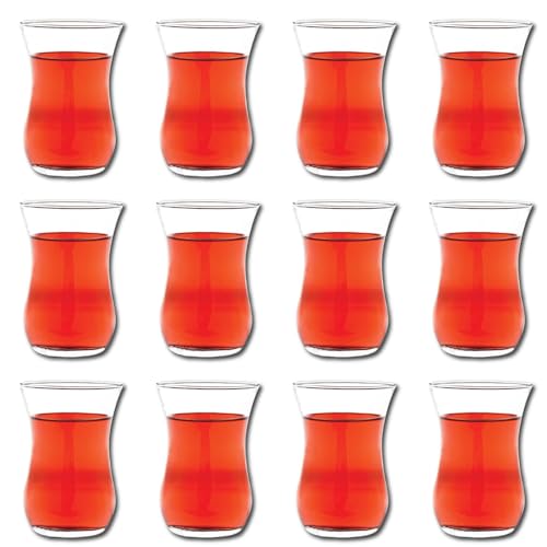 Vikko Teacups, Turkish Tea Glasses, Set of 12 Authentic Turkish Tea Cups, 4 Ounce Tea Glass