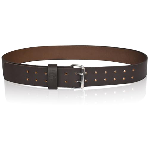 TRUTUCH chocolate leather work tool belt with multiple tool bags and sturdy belt design