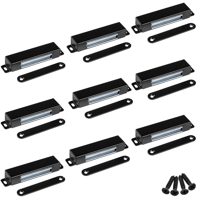 WOOCH Door Magnetic Catch - 90lb High Magnetic Stainless Steel Heavy Duty Catch for Kitchen Bathroom Cupboard Wardrobe Closet Closures Cabinet Door Drawer Latch (3.7 in Black, 9-Pack) 9 Pack
